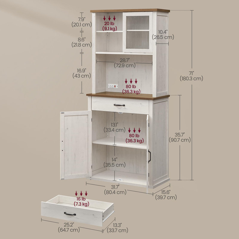 Garde-manger 71 po, Blanc rustique / brun