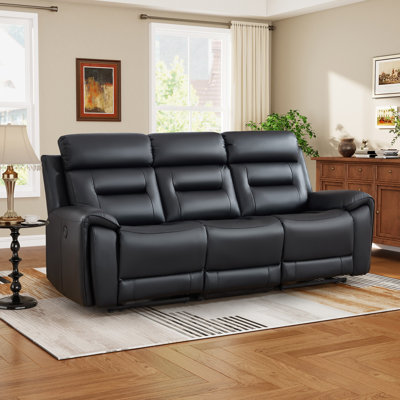 88.6" Wide Contemporary Faux Leather Electric Reclining Sofa With Charging Ports