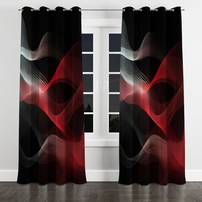 Auletta - Abstract Modern Waves Grommet Curtain - Blackout Curtain - 1 Panel