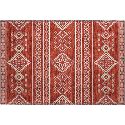 Premium Machine Washable Prisco Red Rug