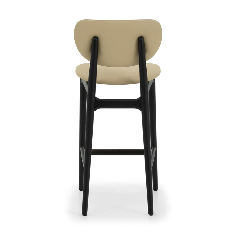 Stella Upholstered Bar Stool with Solid Wood Frame, Matte Black/Quarry/Dark Bronze