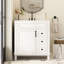 Meuble-lavabo de 76 cm avec lavabo en céramique, 2 tiroirs et tablette réglable - Glissement fluide pour les petits tiroirs