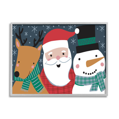 " Happy Christmas Trio Santa Reindeer Snowman Winter " by Caroline Alfreds