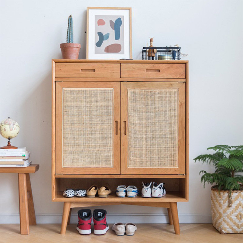 Multi Layer Rattan Shoe Storage Cabinet