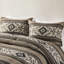 Édredon double / grand avec 5 pièces à rayures et coussins décoratifs, brun. Tissu, oreillers lavables à la machine en microfibre-122455652