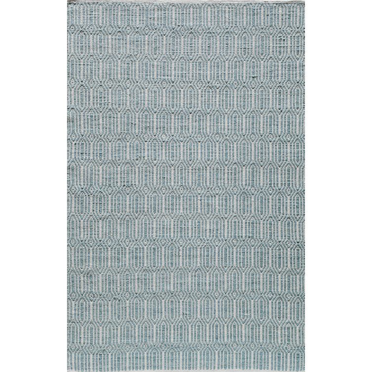 Tapis bleu à motif géométrique tissé à plat à la main