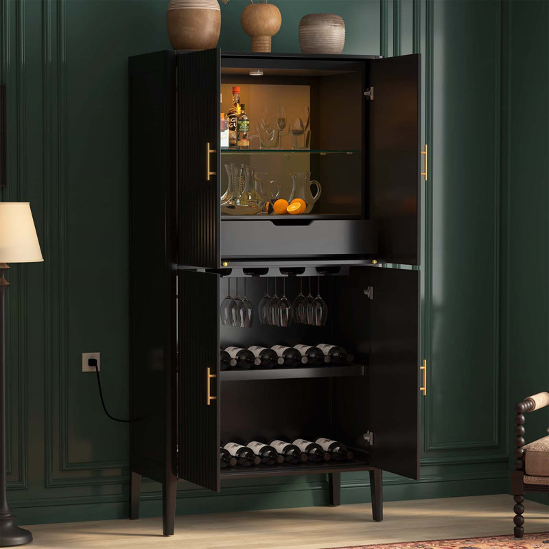 Armoire cannelée moderne pour un rangement élégant, Noir