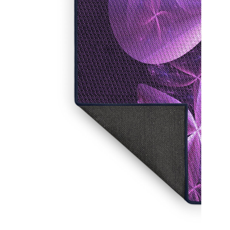 Mauve/blanc/Tapis décoratif bleu marine, Rectangle 7 pi x 9 pi
