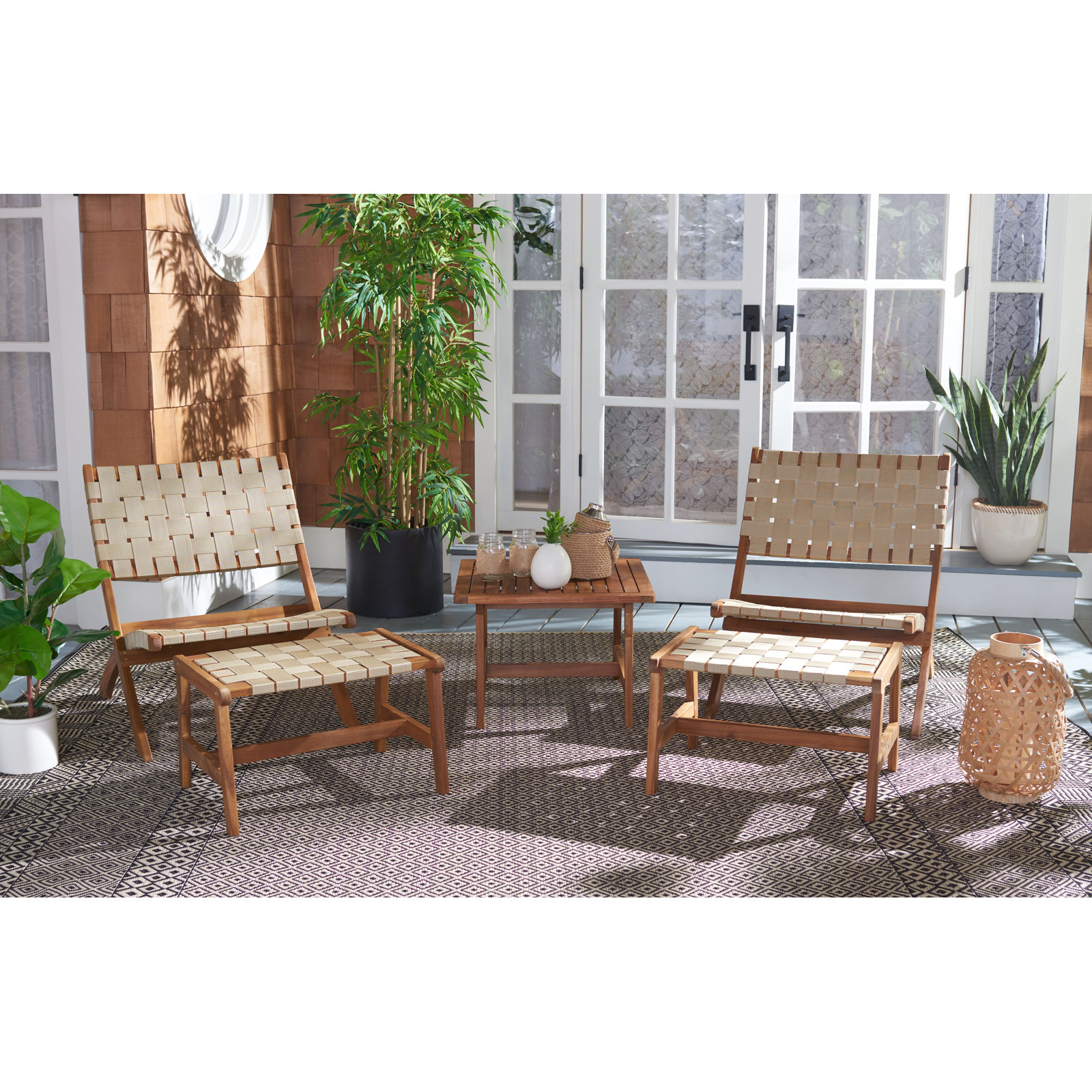 2-Person Acacia Patio Seating Group, Natural