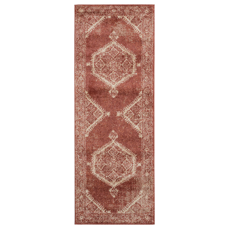 Tapis oriental rouge brique Hicklin, Tapis de couloir 2 pi 7 po x 7 pi 2 po
