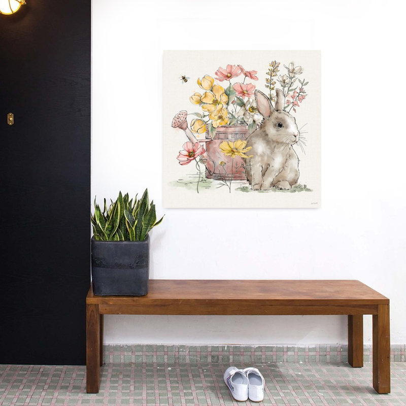«Garden Whispers III», art abstrait du printemps, H 32 po x l 32 po