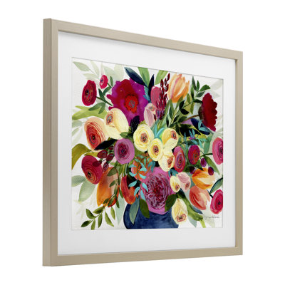 Morning Joy Bouquet Framed Print Under Glass, design by Suzanne Allard