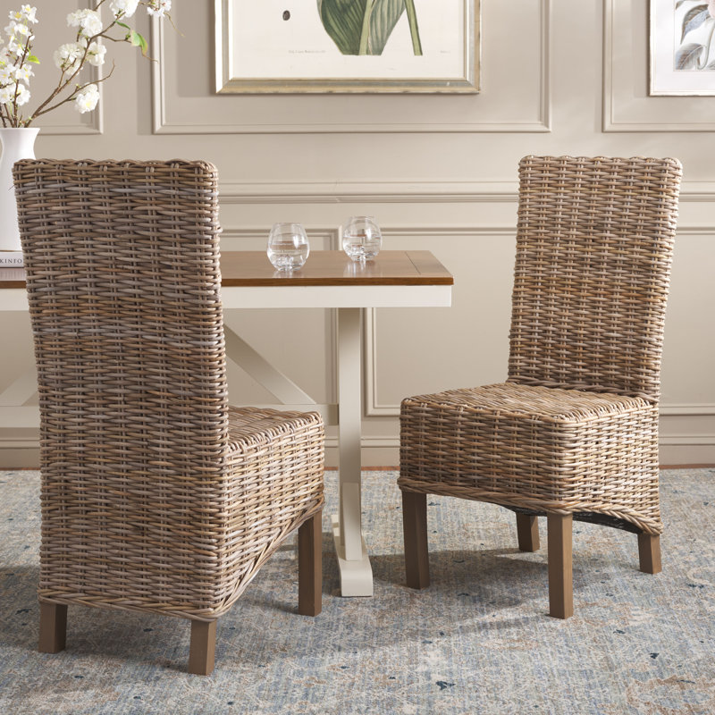 Transitional Natural Unfinished Wood & Cane 20" Side Chair