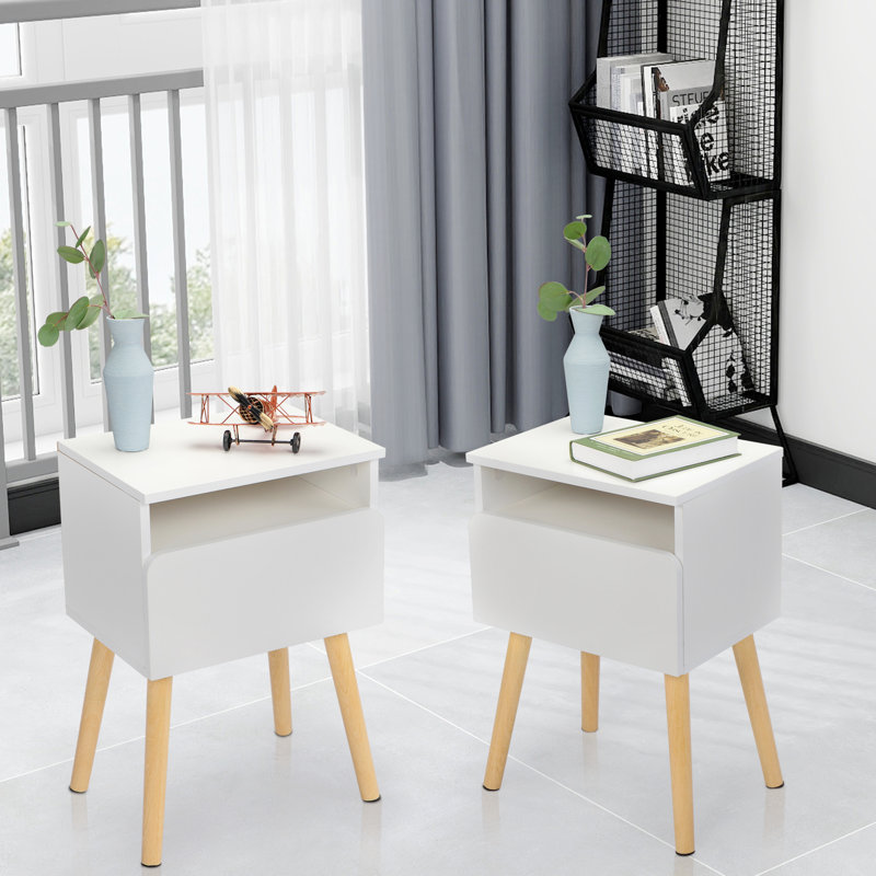 Table de chevet moderne 2 pièces, table basse de chambre à coucher avec tiroirs, tablettes