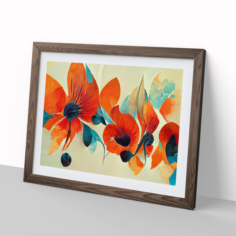 Flowers - Framed Print, 46cm H x 64cm W, Walnut Framed