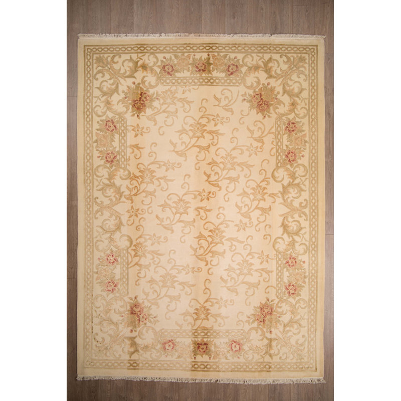 Ashlar Wool Oriental Area Rug in Biscuit, Rectangle 5'7" x 8'