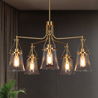 Strasburg 5-Light Dimmable Chandelier with Seeded Glass Shades