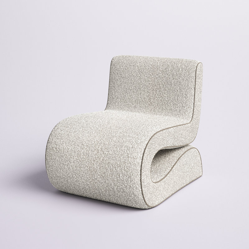 Upholstered Side Chair, Grey Boucle