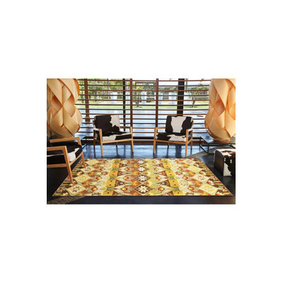 Tapis tissé à motif traditionnel jaune Diamond
