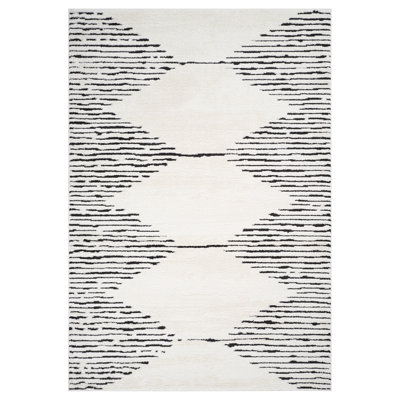 Lenamae Moraccan White Power-Loom Area Rug