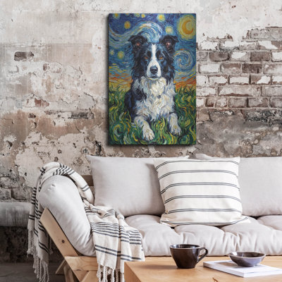  'Border Collie Starry Night' by Rich Monet Metal Wall Art, 24" x 36"