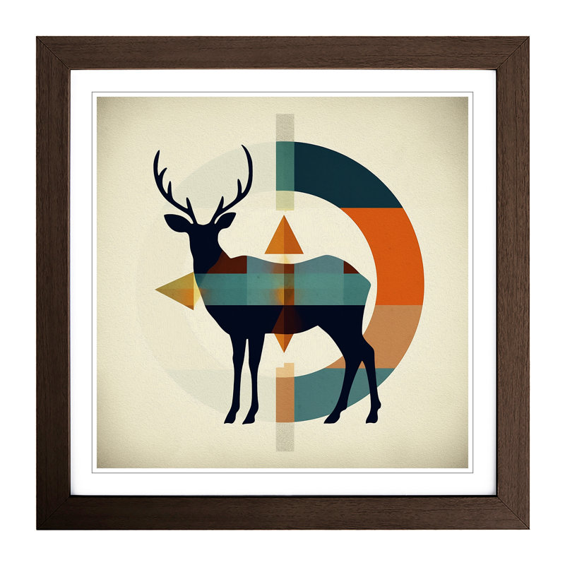 Deer Bauhaus - Framed Print, Walnut