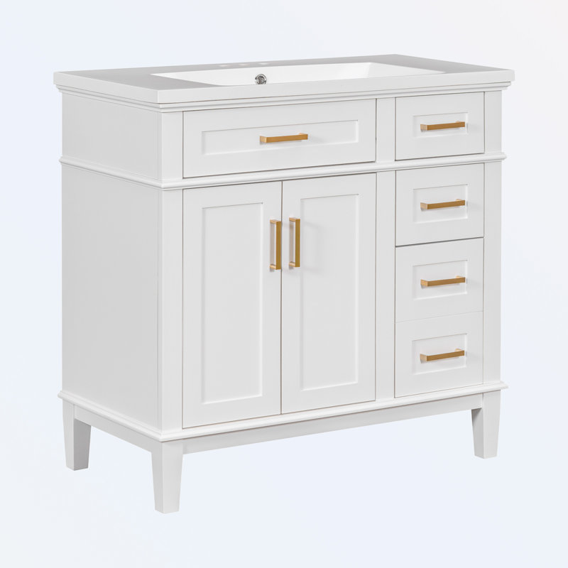 Armoire de salle de bain autoportante, Blanc