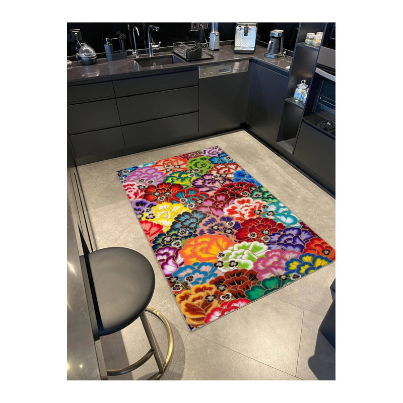 Tapis décoratif à motif floral Wavy Forest, Tapis de couloir 2 pi 6 po x 9 pi 11 po