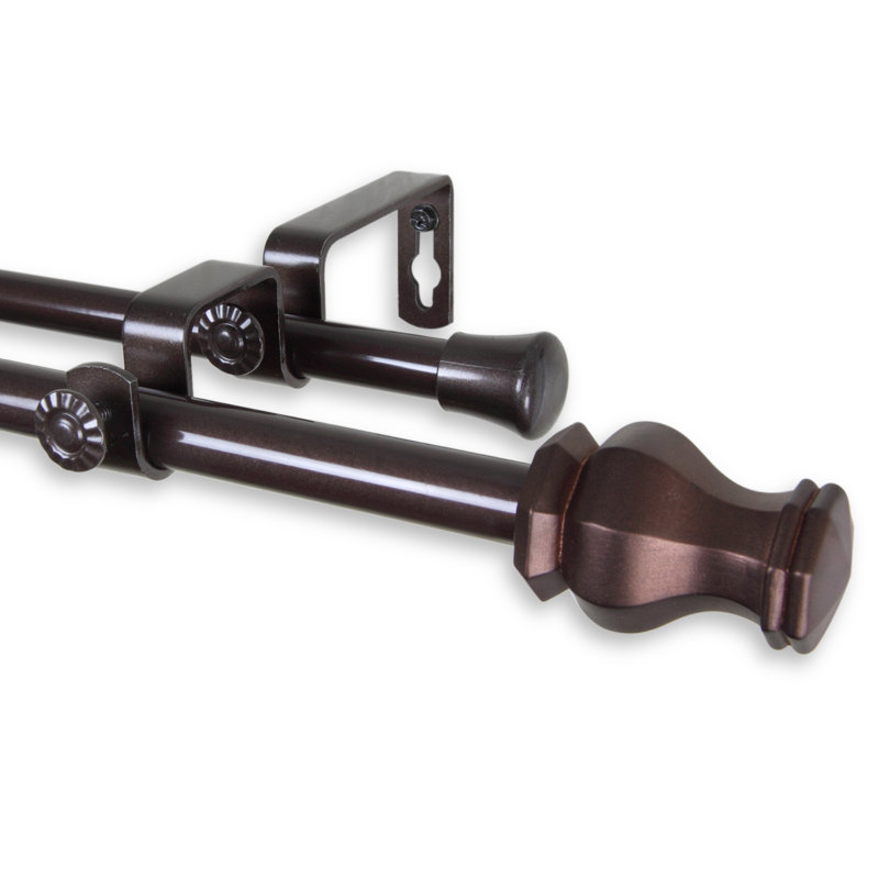 Tringle à rideaux double Gallager, l 84 po à 120 po, Cacao
