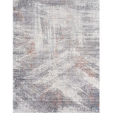 9 Abstract Area Rug in Gray/Ivory