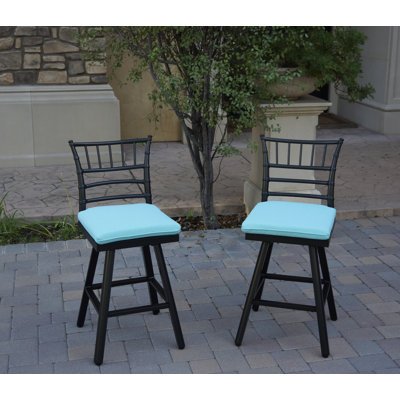 Aluminum 26 Inch Swivel Bar Stool with Cushion(set of 2)