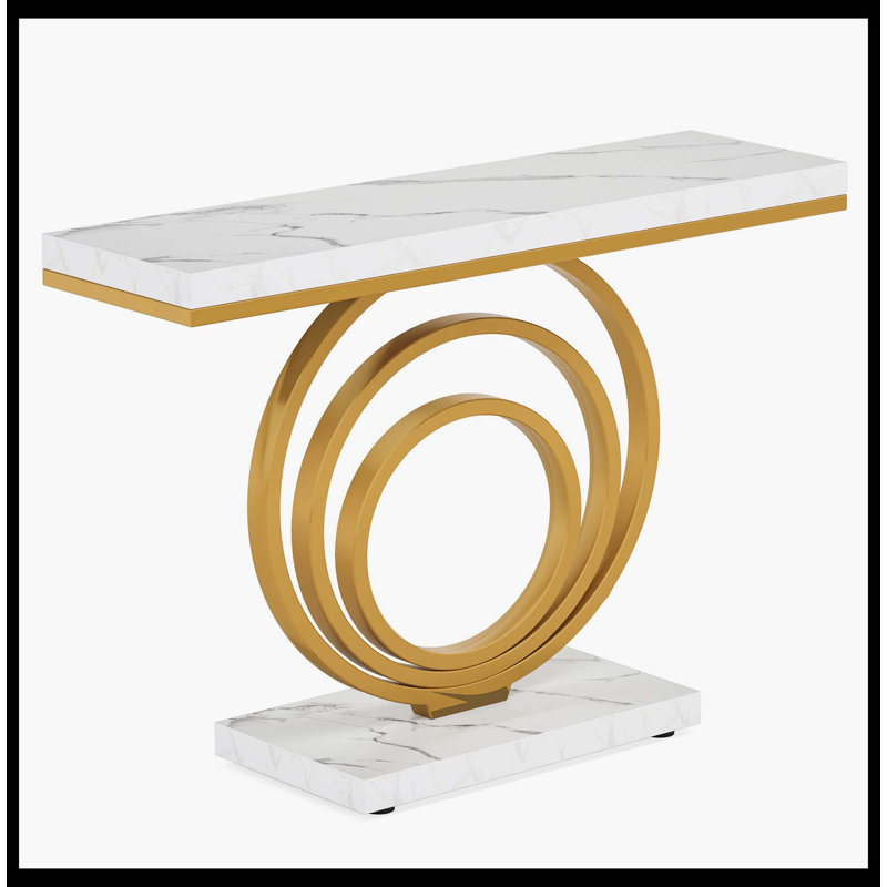 Table console étroite, canapé d'entrée de 41 po avec base en anneau