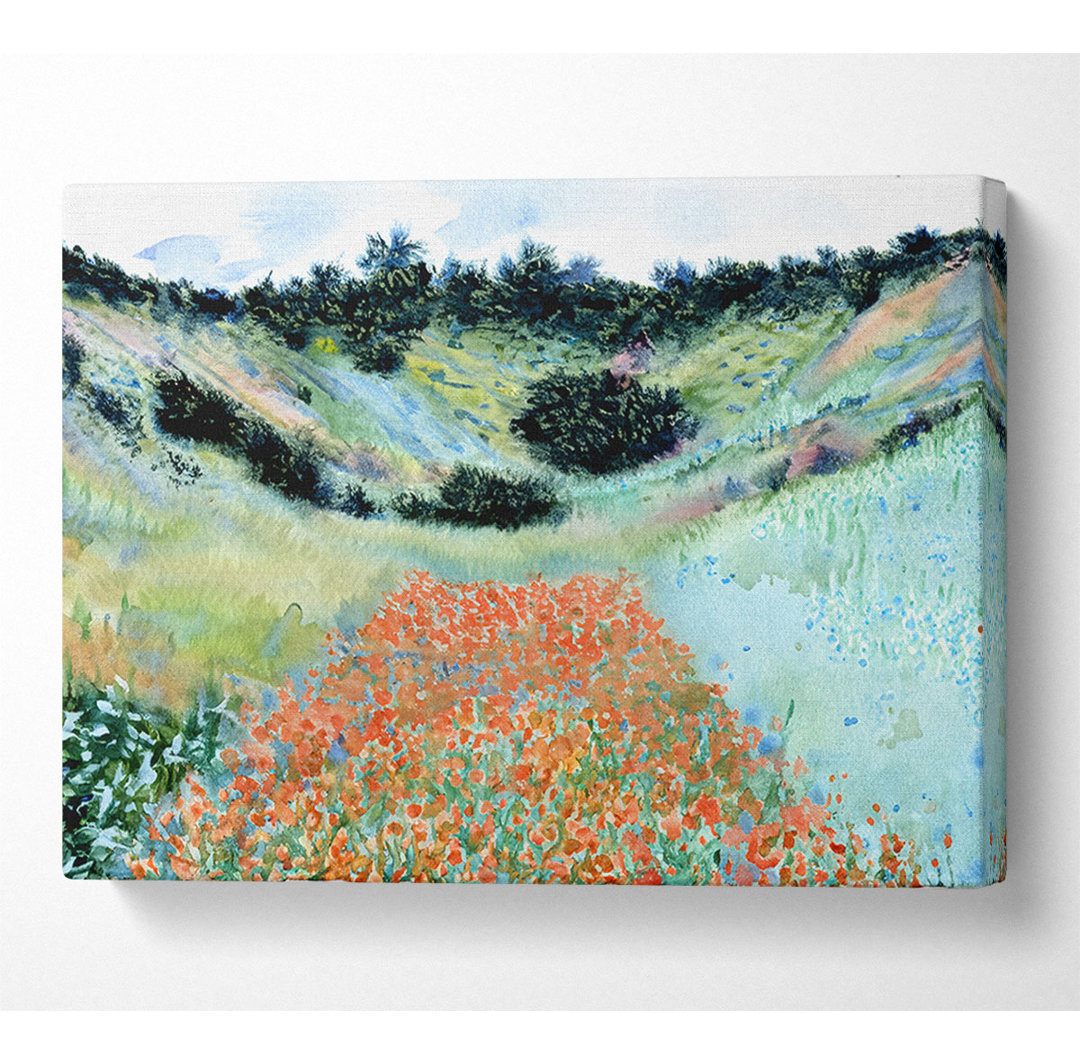 Monet Mohnfeld in der Nähe von Giverny - Kunstdrucke auf Leinwand