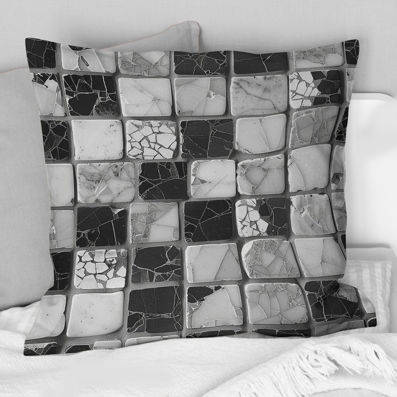 Coussin décoratif gris Mid-Century, H 16 po x l 16 po
