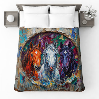 Couvre-lit matelassé Three Horses
