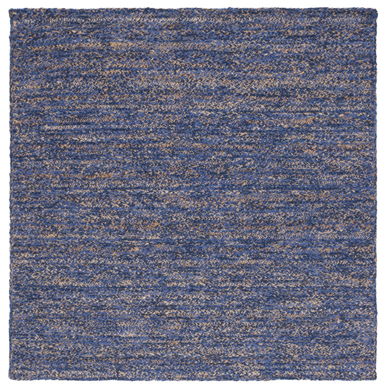 Jarielis Natural Fiber Hand Loomed Wool/Jute Rug in Blue/Natural, Square 6'