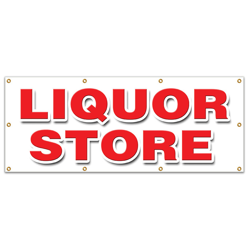 Enseigne bannière Liquor Store, H 36 po x l 96 po x P 0,1 po