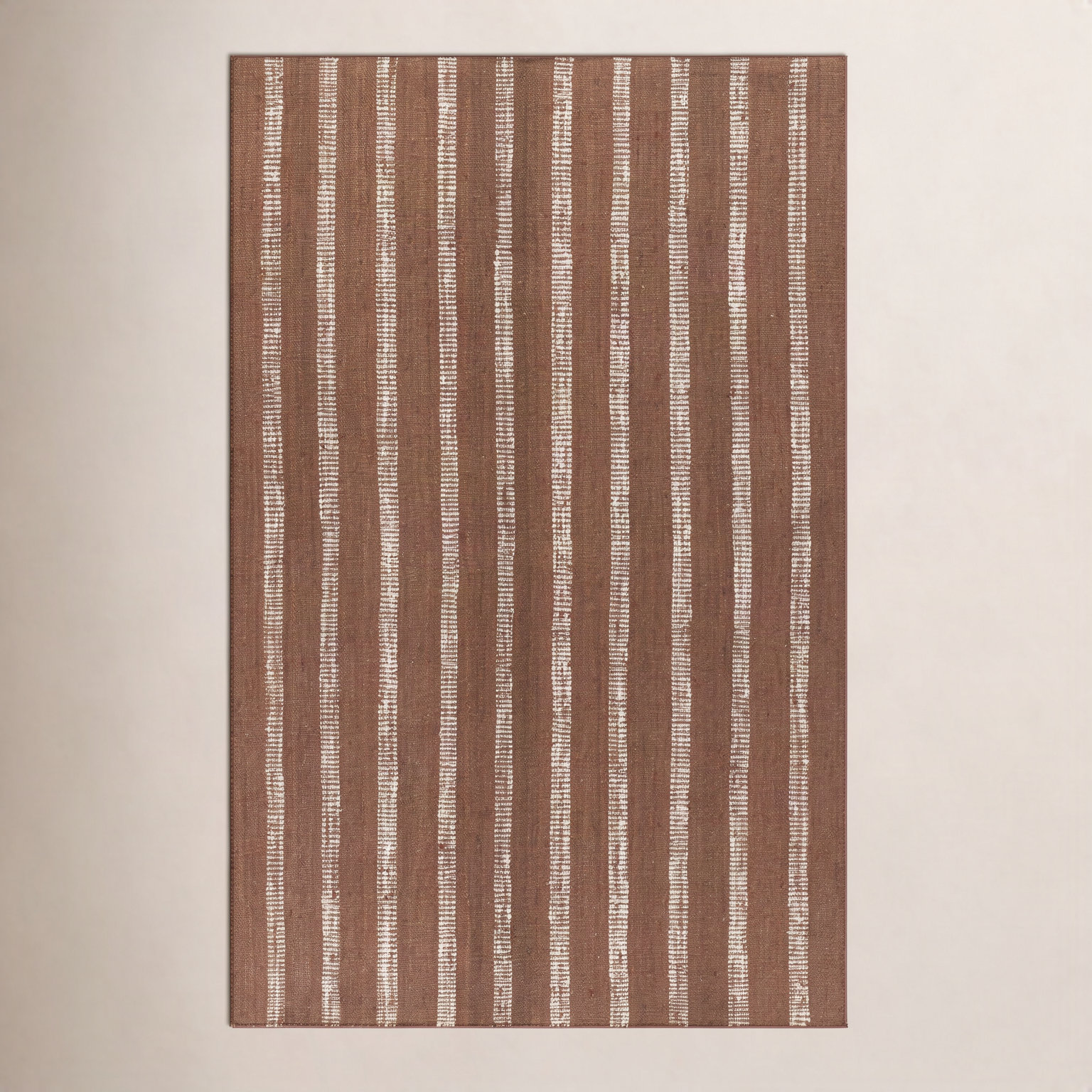 Aadison Rust Hand-Woven Striped Jute Rug, Rectangle 5' x 7'