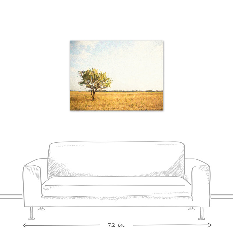 «Lone Tree in Field», reproduction d'art sur toile non encadrée