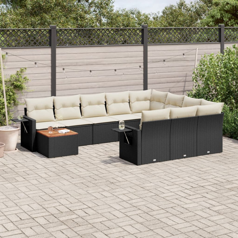 Ensemble de canapé de jardin Vidaxl noir, blanc crème