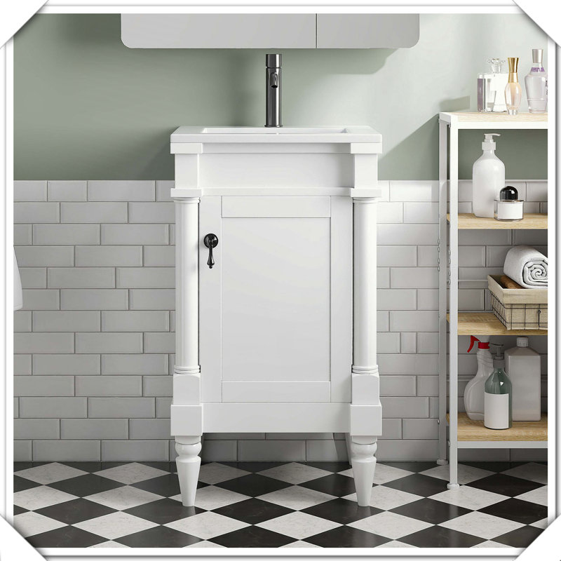 Meuble-lavabo autoportant moderne avec porte réglable, Blanc