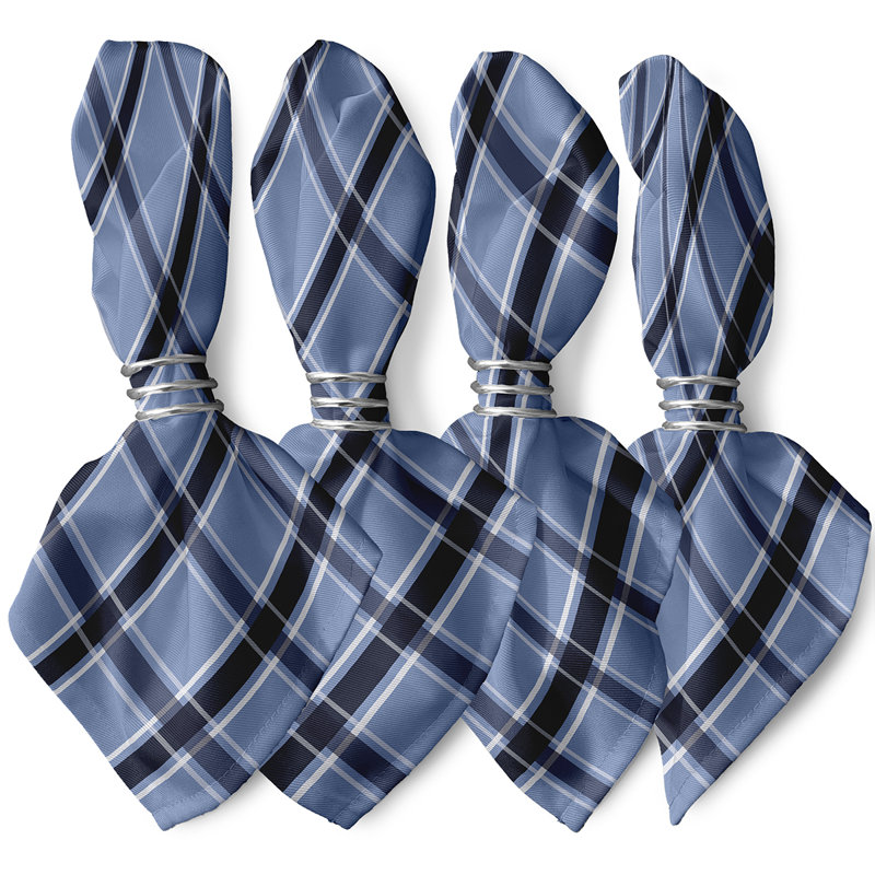 Ensemble de serviettes géométriques 4 pièces Abigail, L 18 po x L 18 po, Bleu pâle / Marine