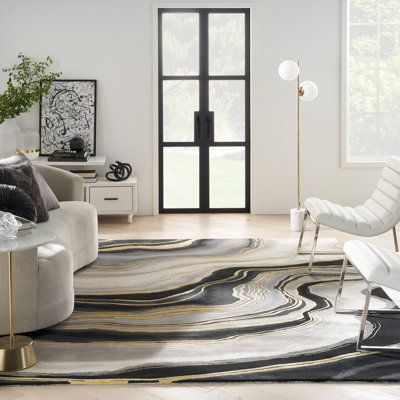 Hand Tufted Viscose Abstract Indoor Rug