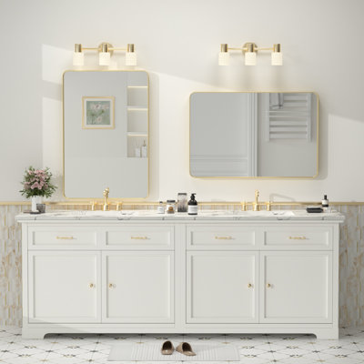 Miroir de salle de bain mural en verre trempé et métal Molly