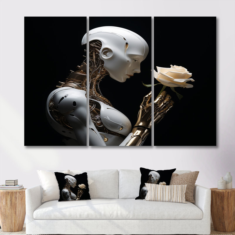 Liverpool - Robots Wall Art Decor Set, 60" H x 84" W x 1.5" D, Wrapped Canvas