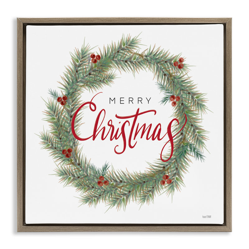 Art mural sur toile Traditional Merry Wreath par House Fenway, Cadre flottant orme Montalcino, H 18 po x l 18 po