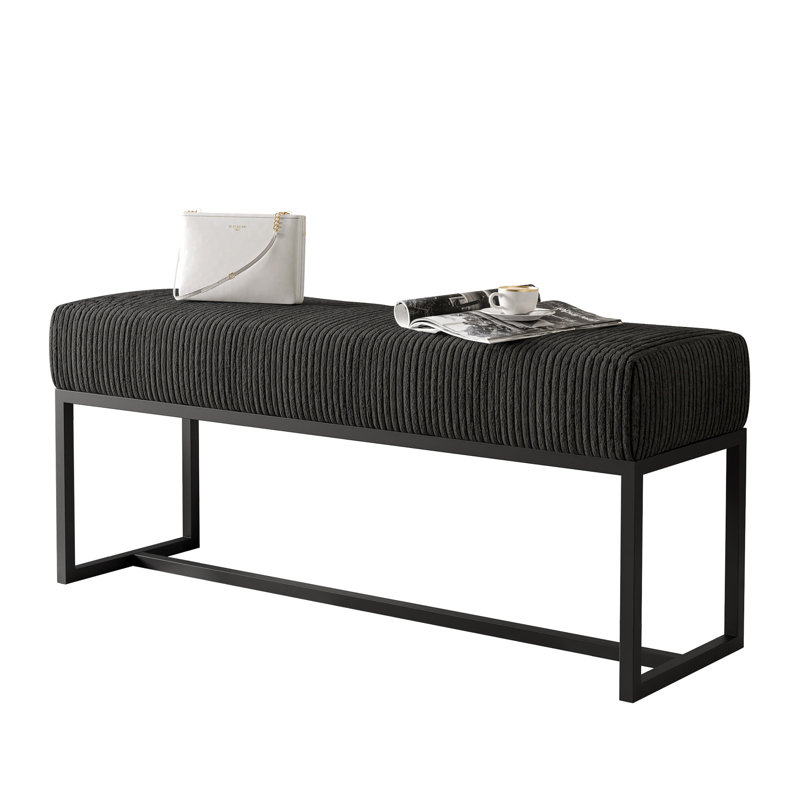 Leechburg Upholstered Bench - DISCONTINUED, 44cm H x 80cm W x 30cm D, 100 % Polyester Dark Grey, Black