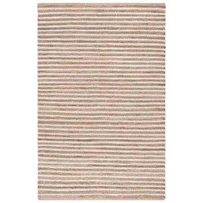 Abirami Woven Jute/Canvas/Cotton Performance Striped Rug in Natural/Green/Beige