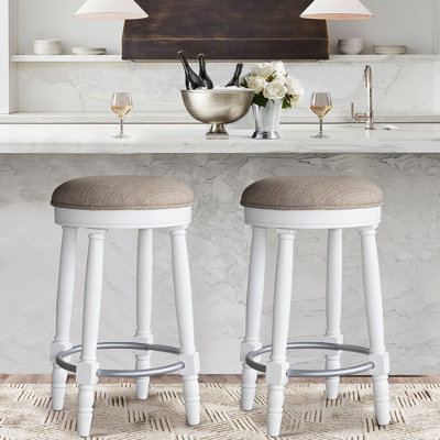 26" Counter Height, 360° Swivel Wooden Barstool