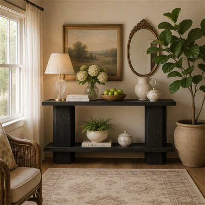 71" Console Table, 2-Tier Hallway Table Sofa Table Behind Couch